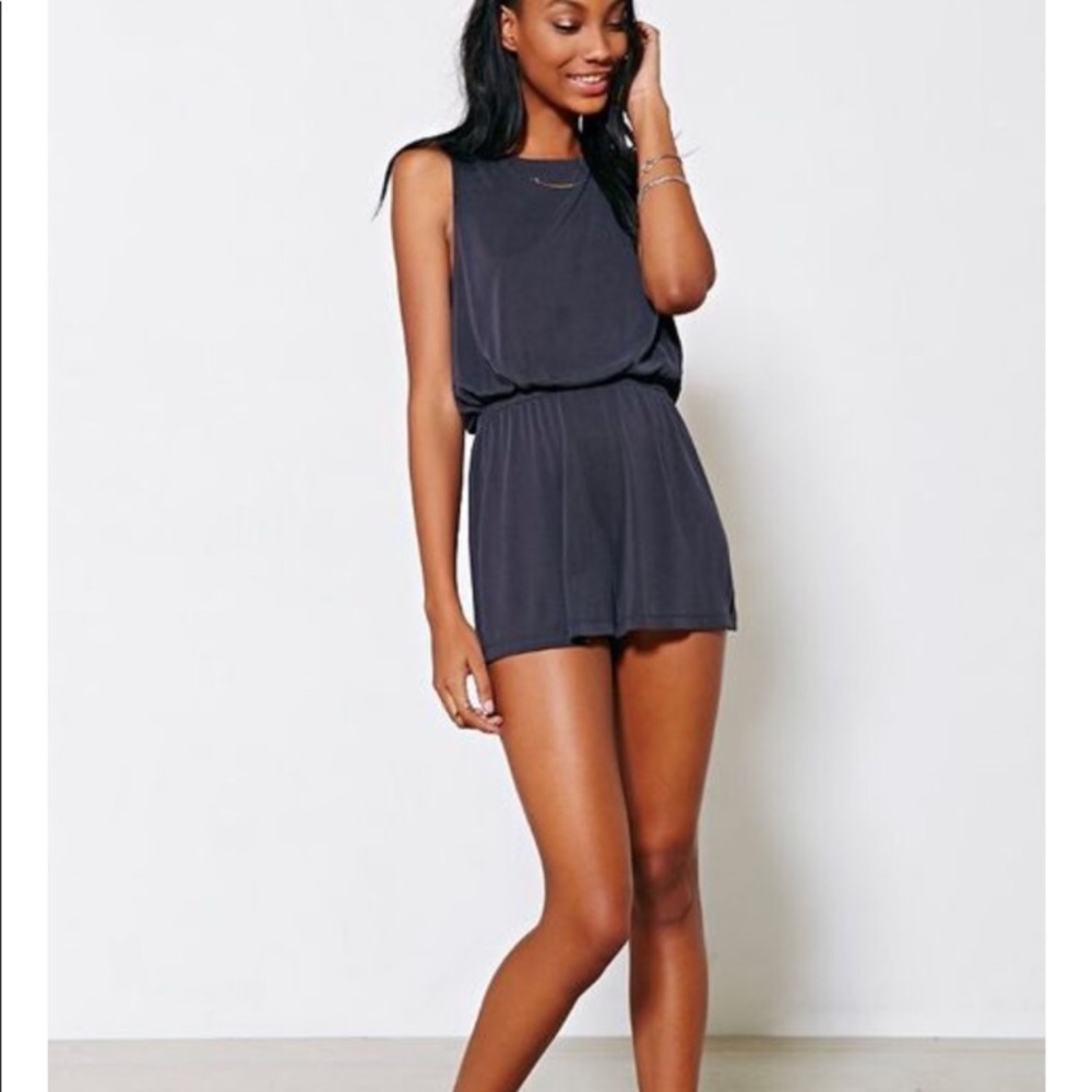 Urban Outfitters Crossback Romper in Dark Blue